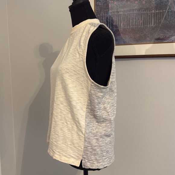 Madewell Mixtape Mock Neck Tank In Colorblock Cream/Gray - Size L - Picture 6 of 9